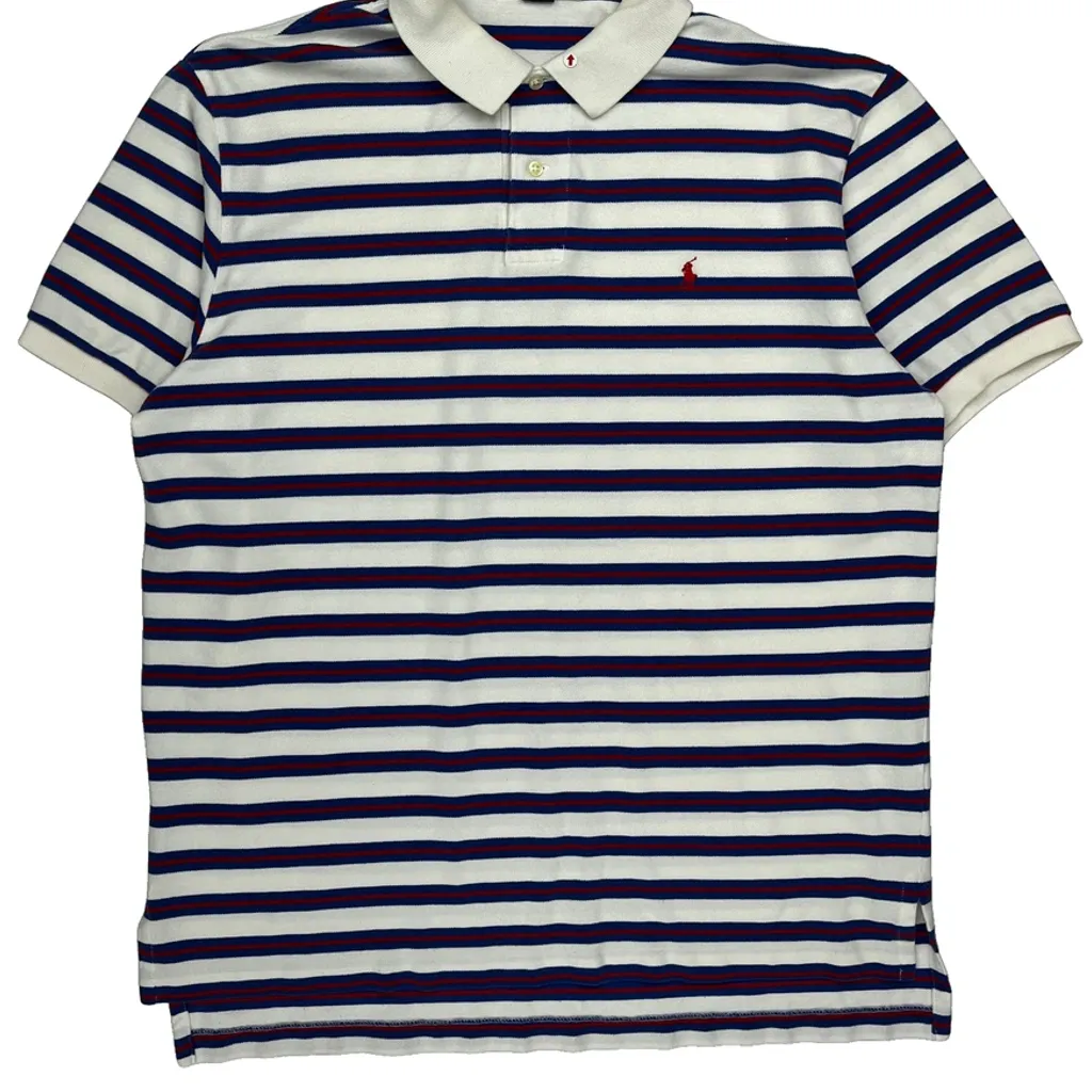 Polo By Ralph Lauren Striped Polo Shirt - XL White Cotton - Image 9