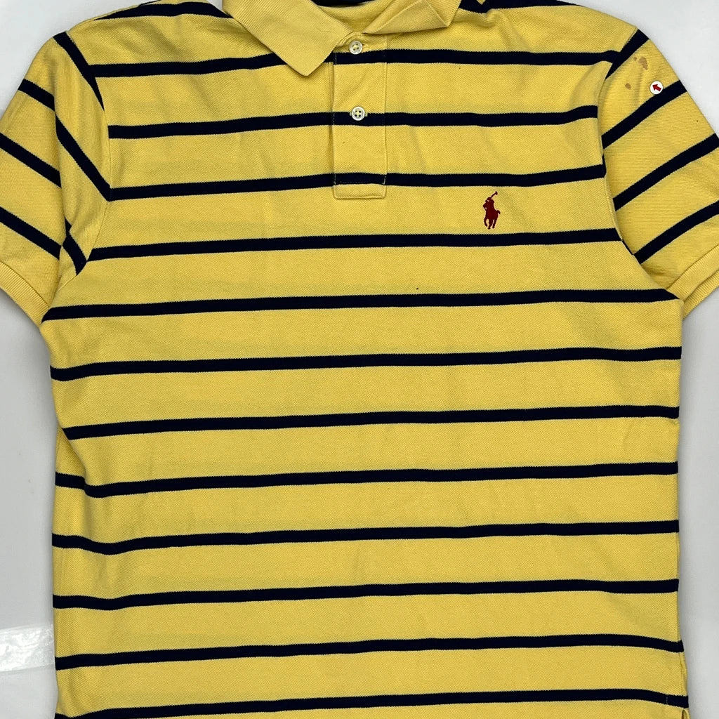 Polo By Ralph Lauren Striped Polo Shirt - Large Yellow Cotton - Image 3