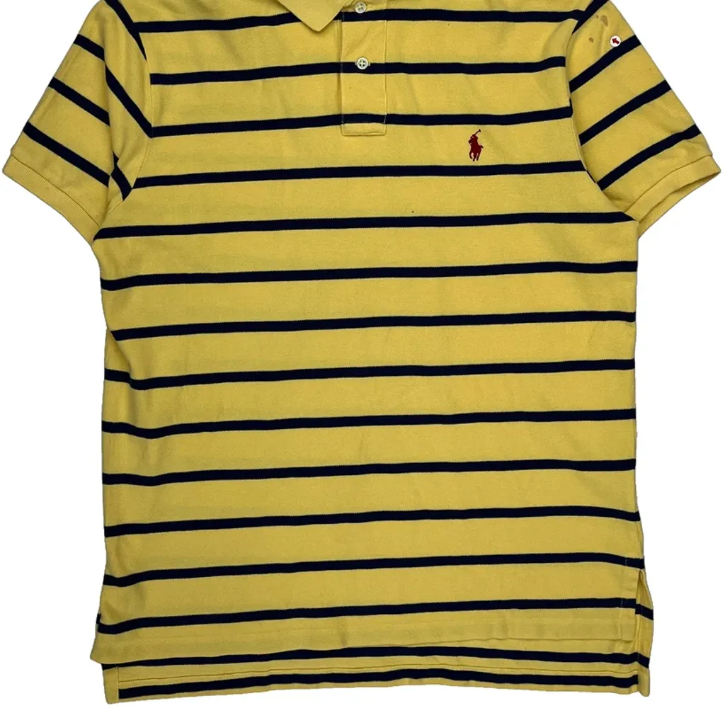 Polo By Ralph Lauren Striped Polo Shirt - Large Yellow Cotton - Image 8