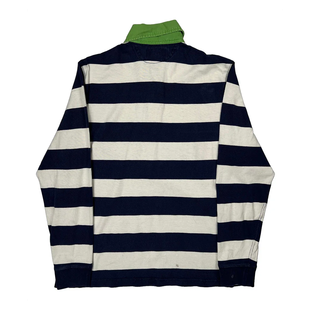 Polo By Ralph Lauren Striped Rugby Shirt - Medium Navy Cotton - Image 2