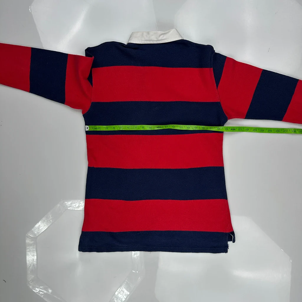 Polo By Ralph Lauren Striped Rugby Shirt - Small Navy Cotton - Image 3