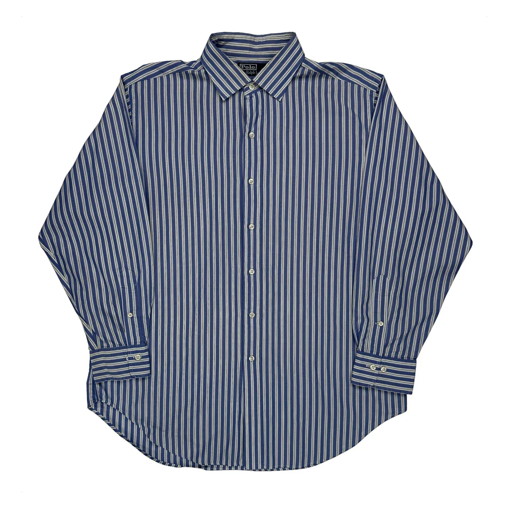 Polo By Ralph Lauren Striped Shirt - Large Blue Cotton