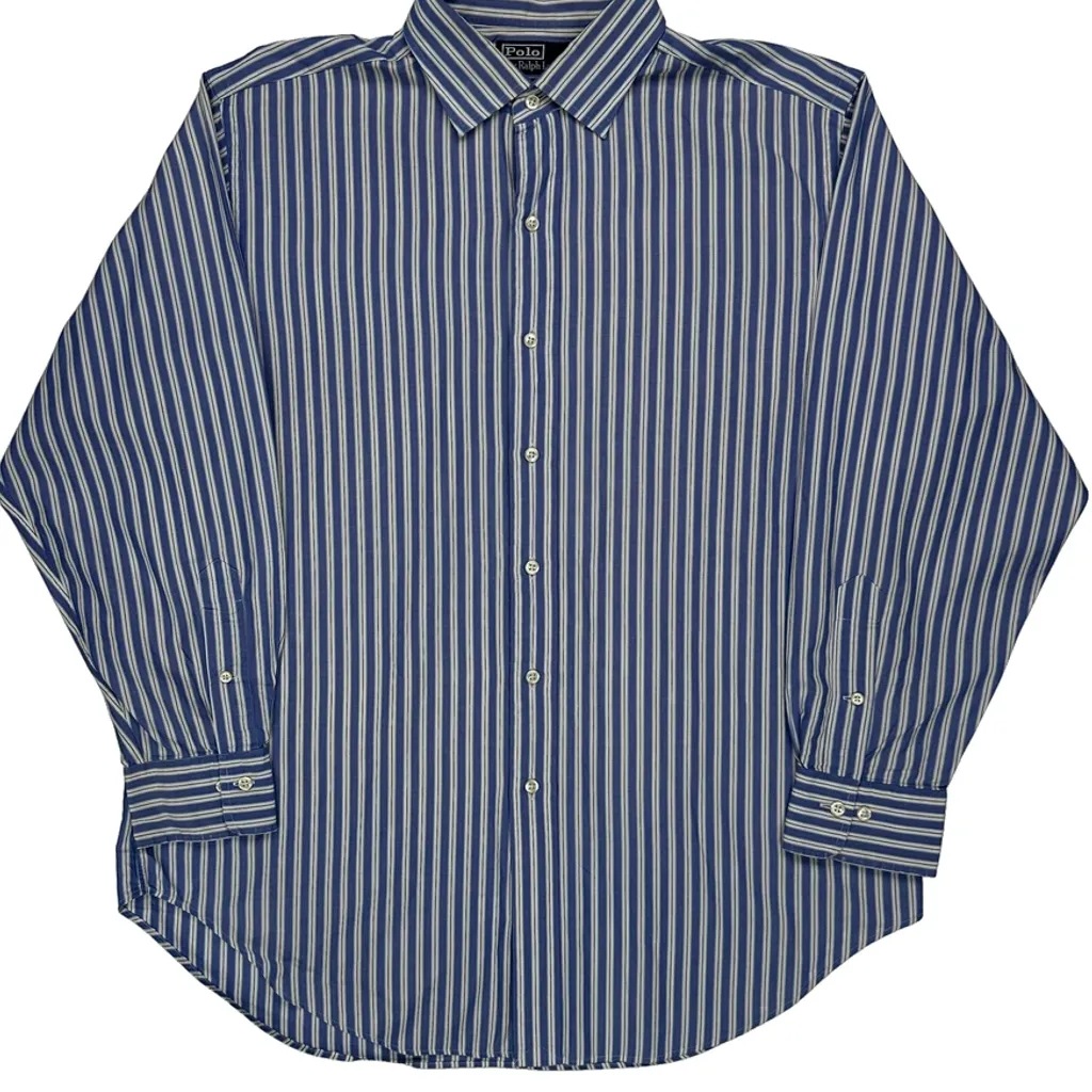 Polo By Ralph Lauren Striped Shirt - Large Blue Cotton - Image 4