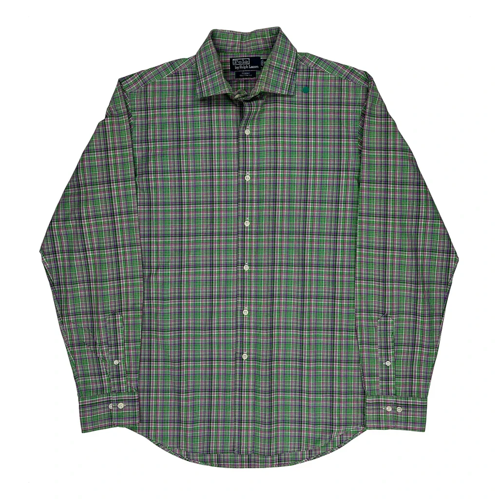 Polo By Ralph Lauren Checked Shirt - Large Green Cotton
