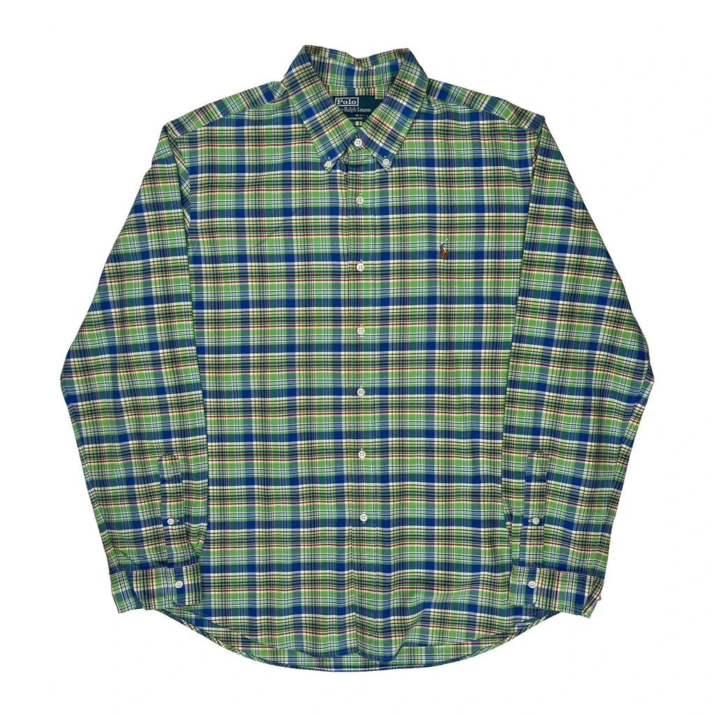 Polo By Ralph Lauren Checked Shirt - XL Green Cotton