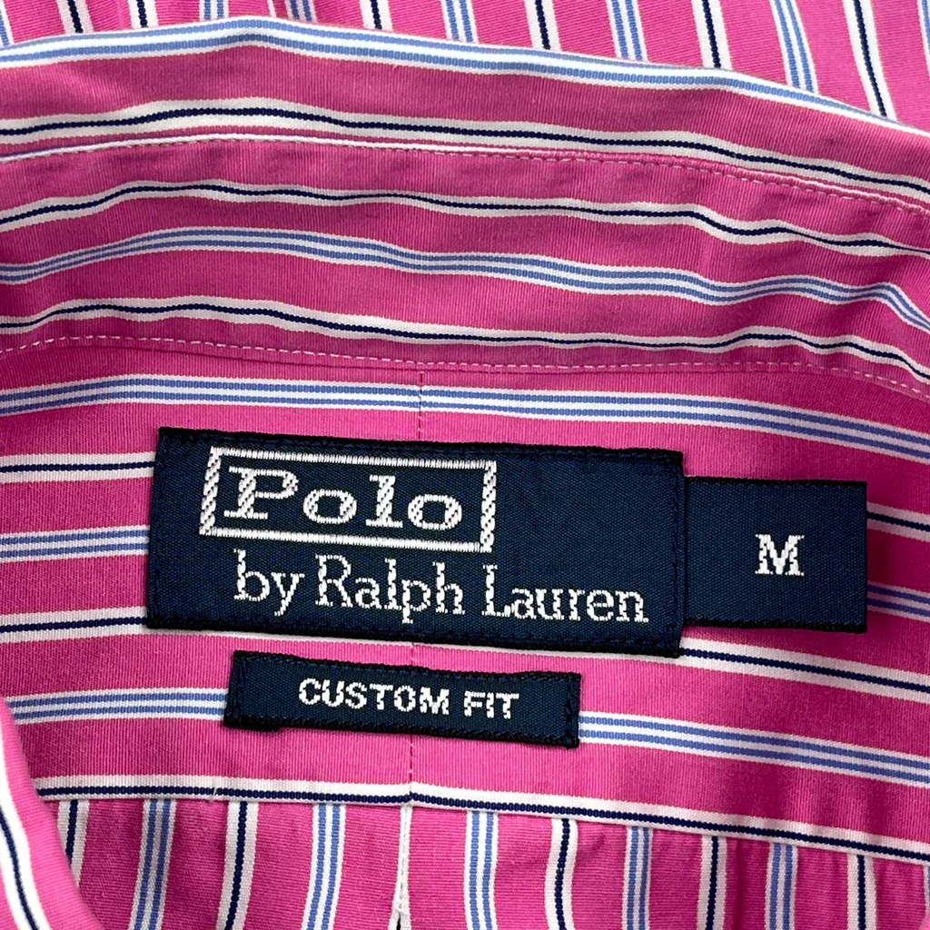 Polo By Ralph Lauren Striped Shirt - Medium Pink Cotton - Image 3