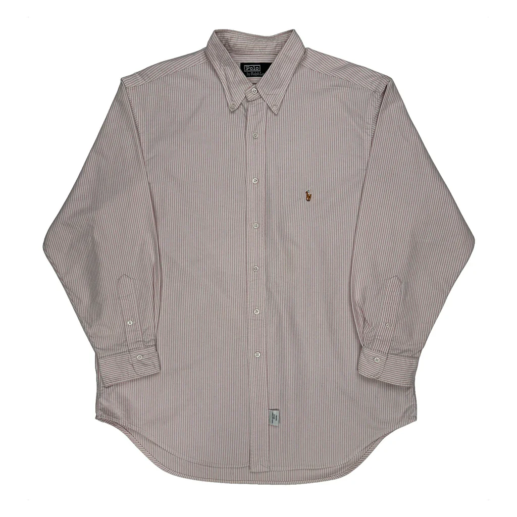 Polo By Ralph Lauren Striped Shirt - XL Pink Cotton
