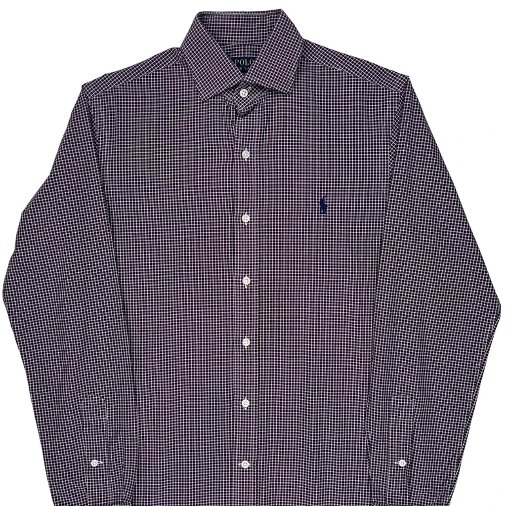 Polo By Ralph Lauren Checked Shirt - Medium Purple Cotton - Image 4