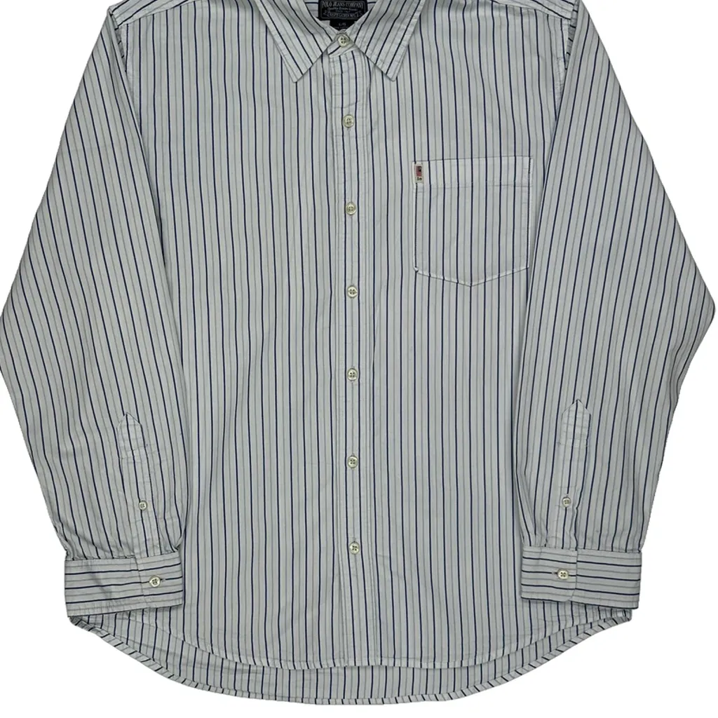 Polo By Ralph Lauren Striped Shirt - Large White Cotton - Image 5