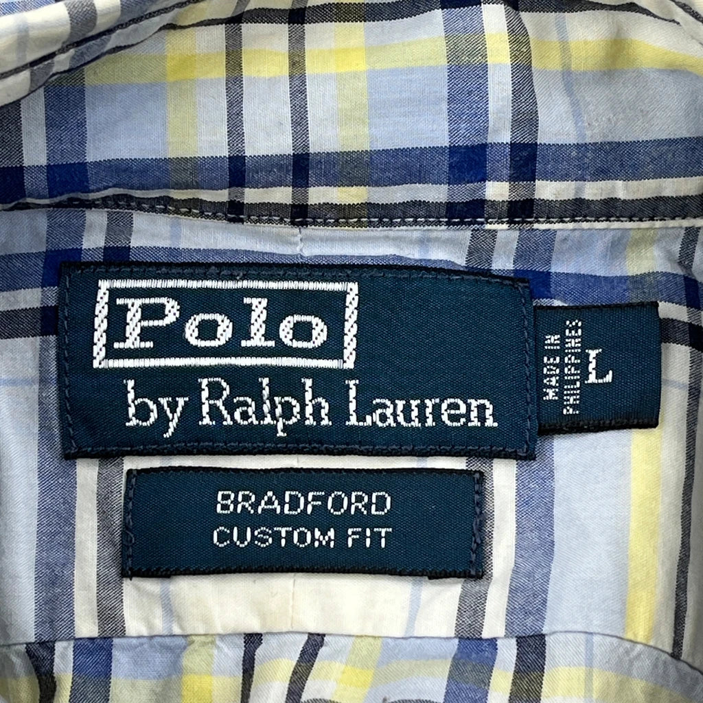 Polo By Ralph Lauren Checked Short Sleeve Shirt - Large Blue Cotton - Image 3