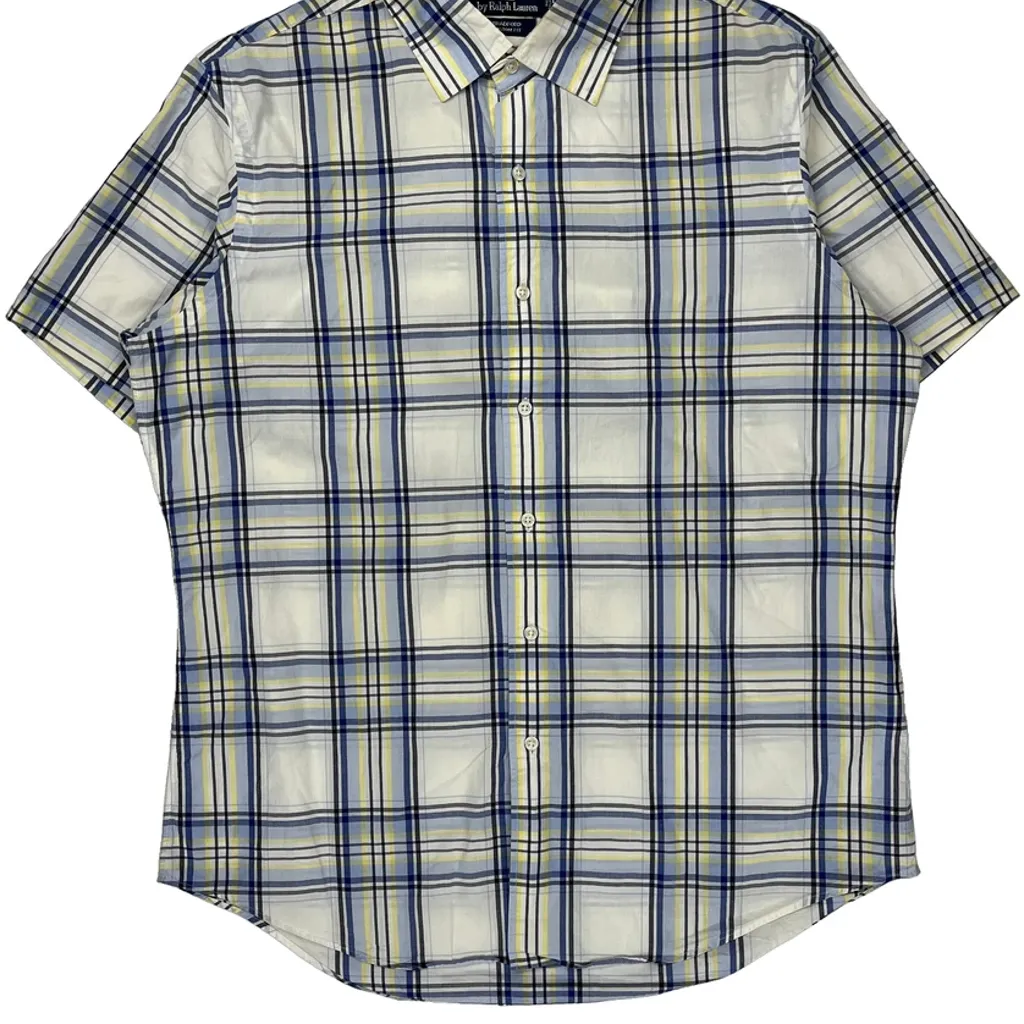 Polo By Ralph Lauren Checked Short Sleeve Shirt - Large Blue Cotton - Image 4