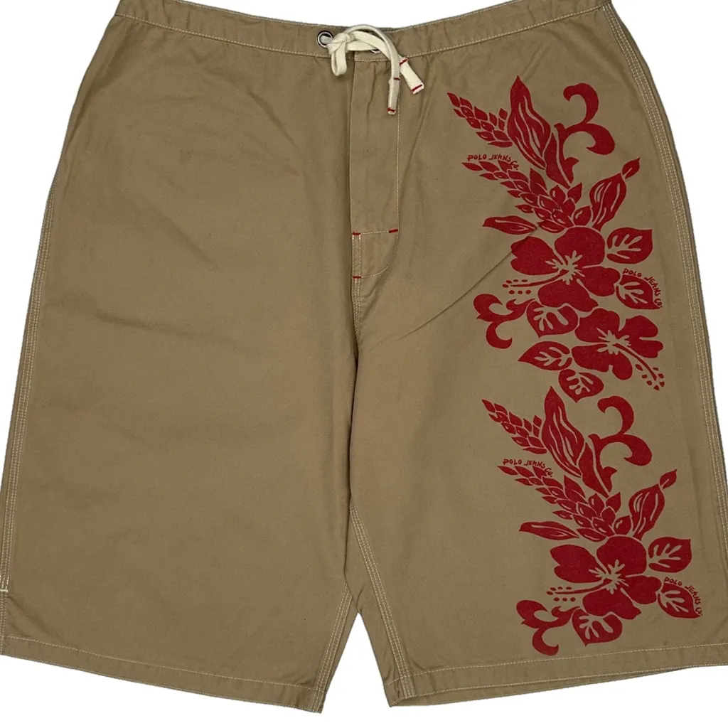 Polo By Ralph Lauren Floral Shorts - Mediumw 9L Khaki Cotton - Image 7