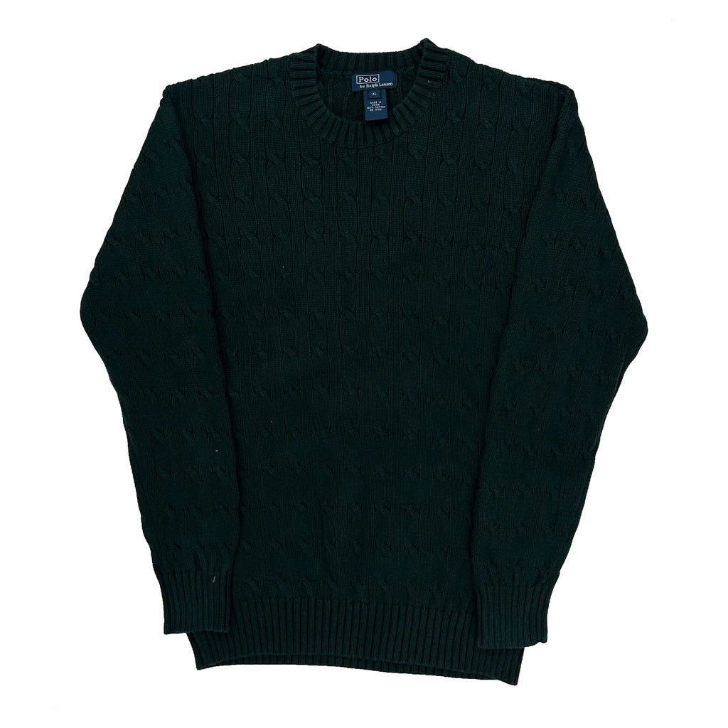 Polo By Ralph Lauren Cable Knit Sweater - XL Green Cotton