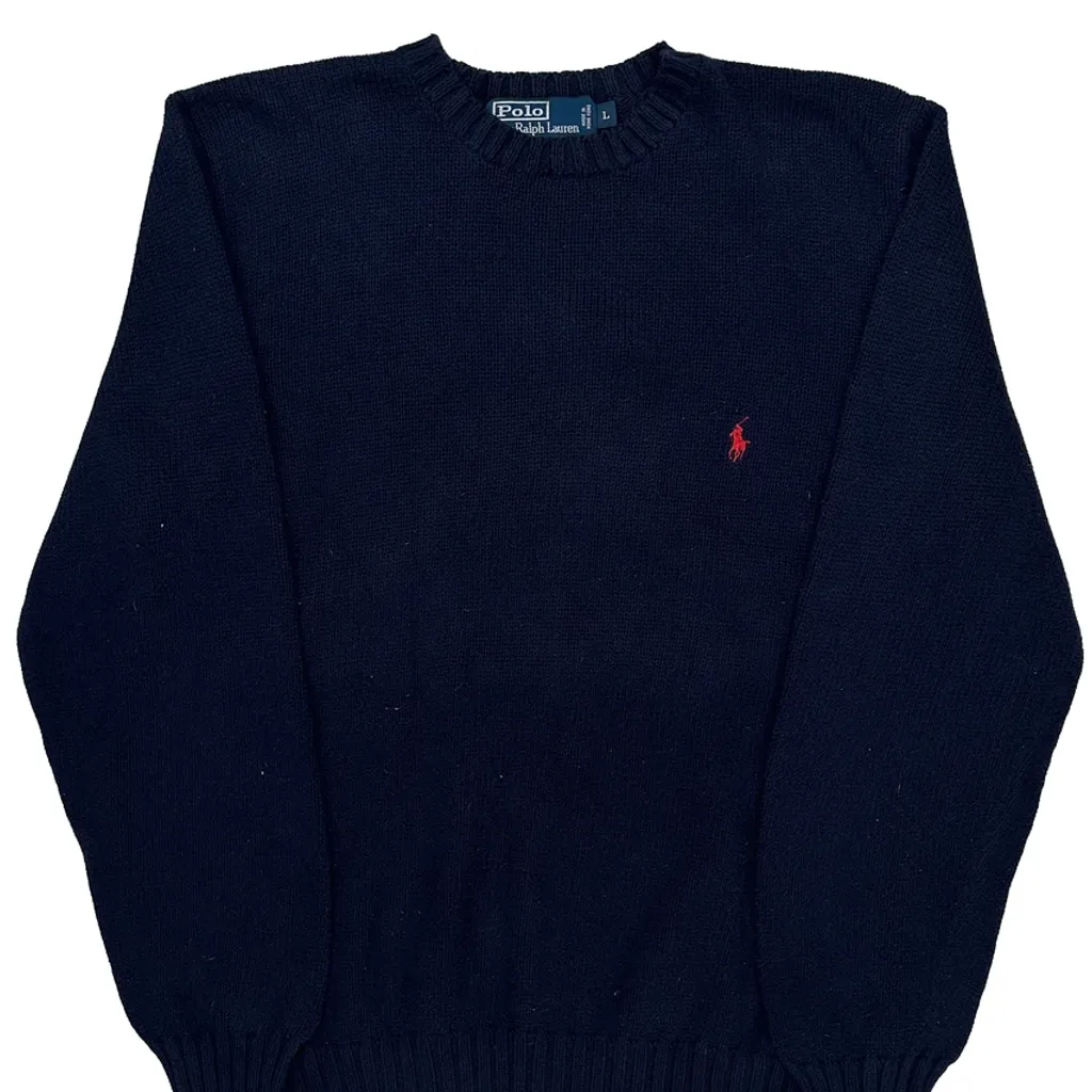 Polo By Ralph Lauren Sweater - Large Navy Cotton - Image 5