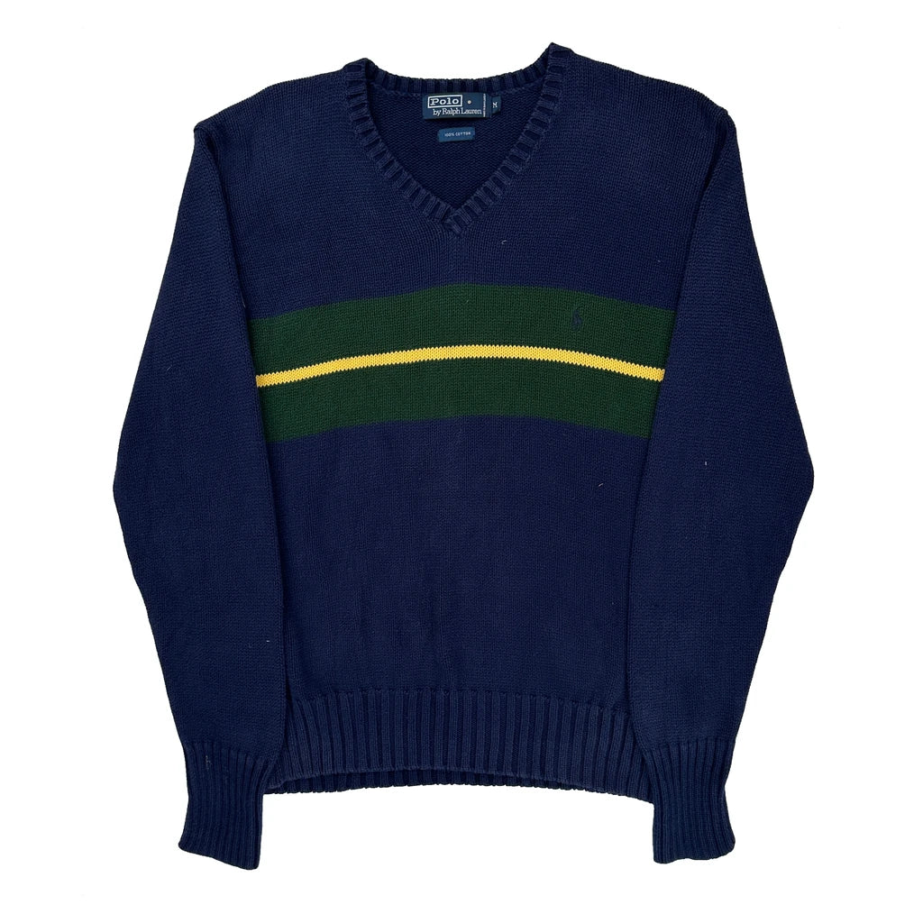 Polo By Ralph Lauren V-Neck Sweater - Medium Navy Cotton
