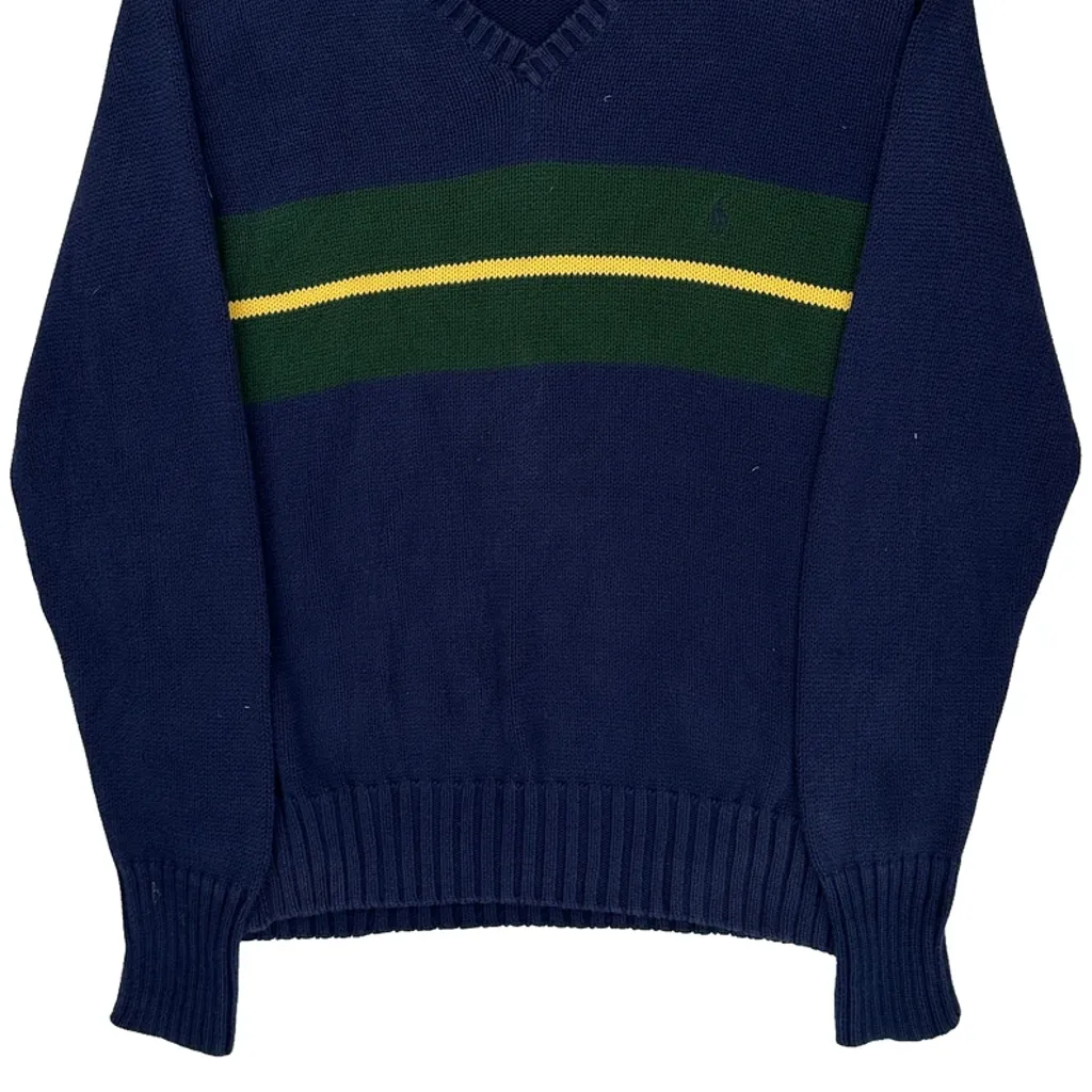 Polo By Ralph Lauren V-Neck Sweater - Medium Navy Cotton - Image 5