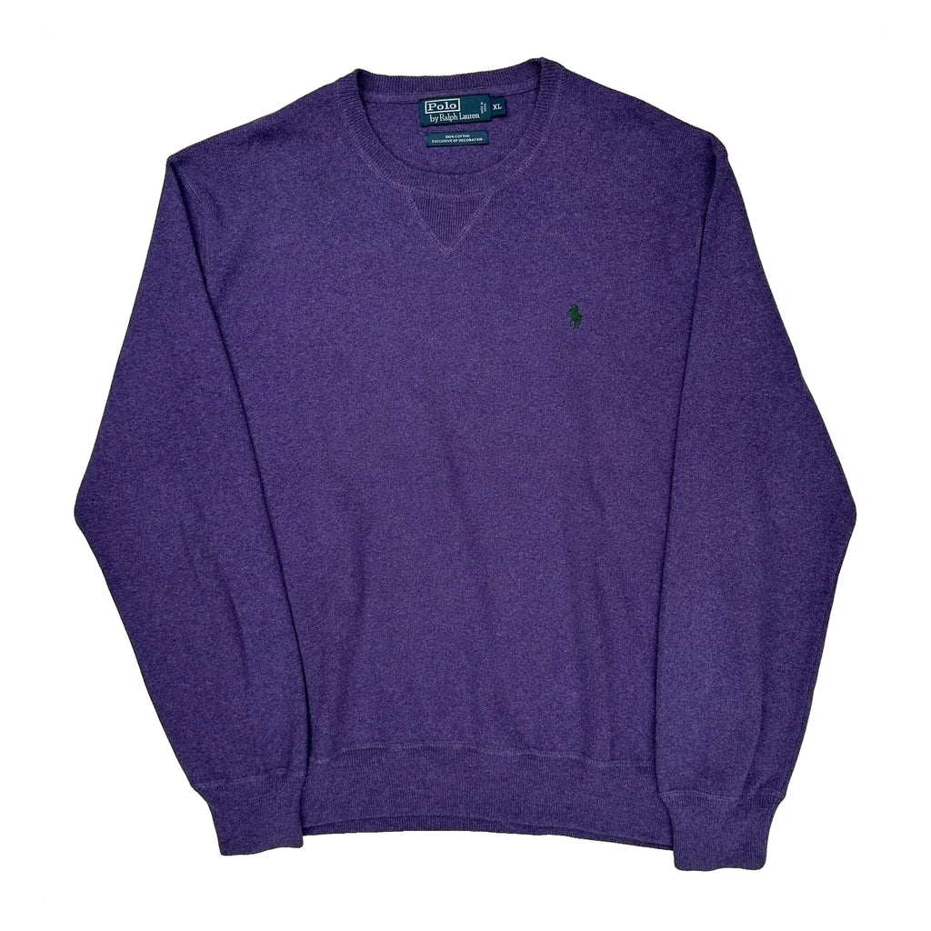 Polo By Ralph Lauren Sweater - XL Purple Cotton