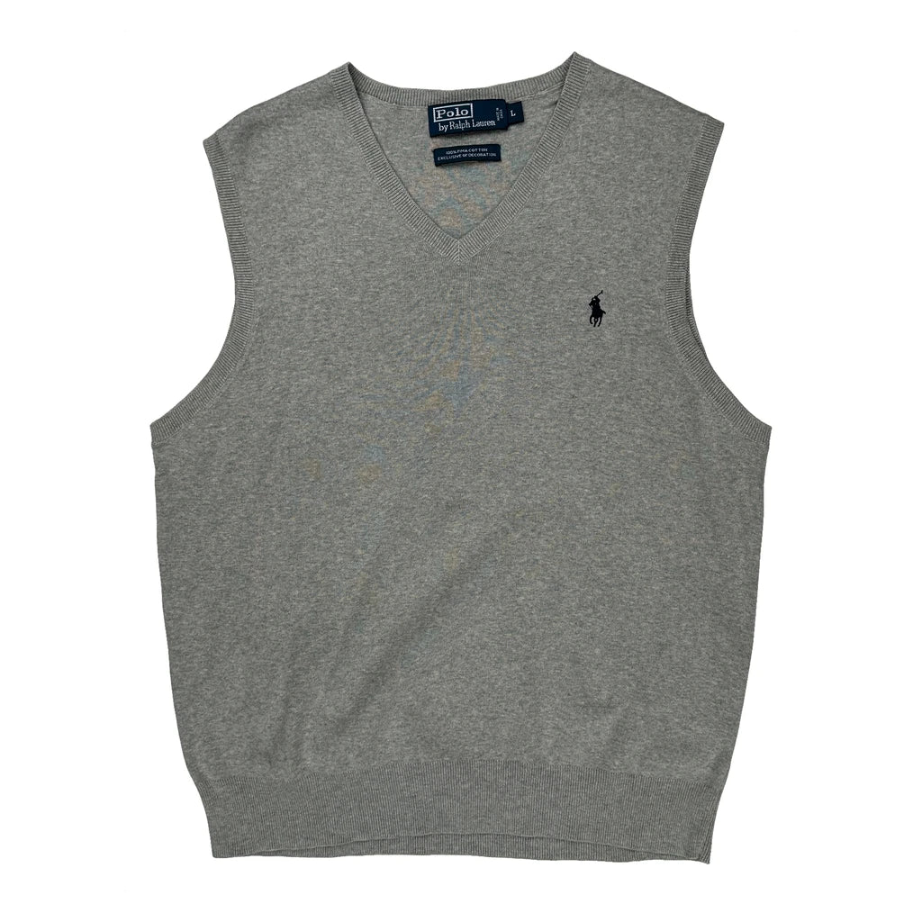 Polo By Ralph Lauren Sweater Vest - Large Gray Cotton
