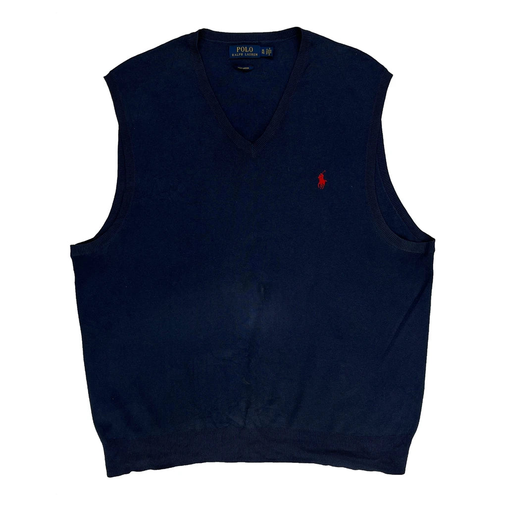 Polo By Ralph Lauren Sweater Vest - XL Navy Cotton