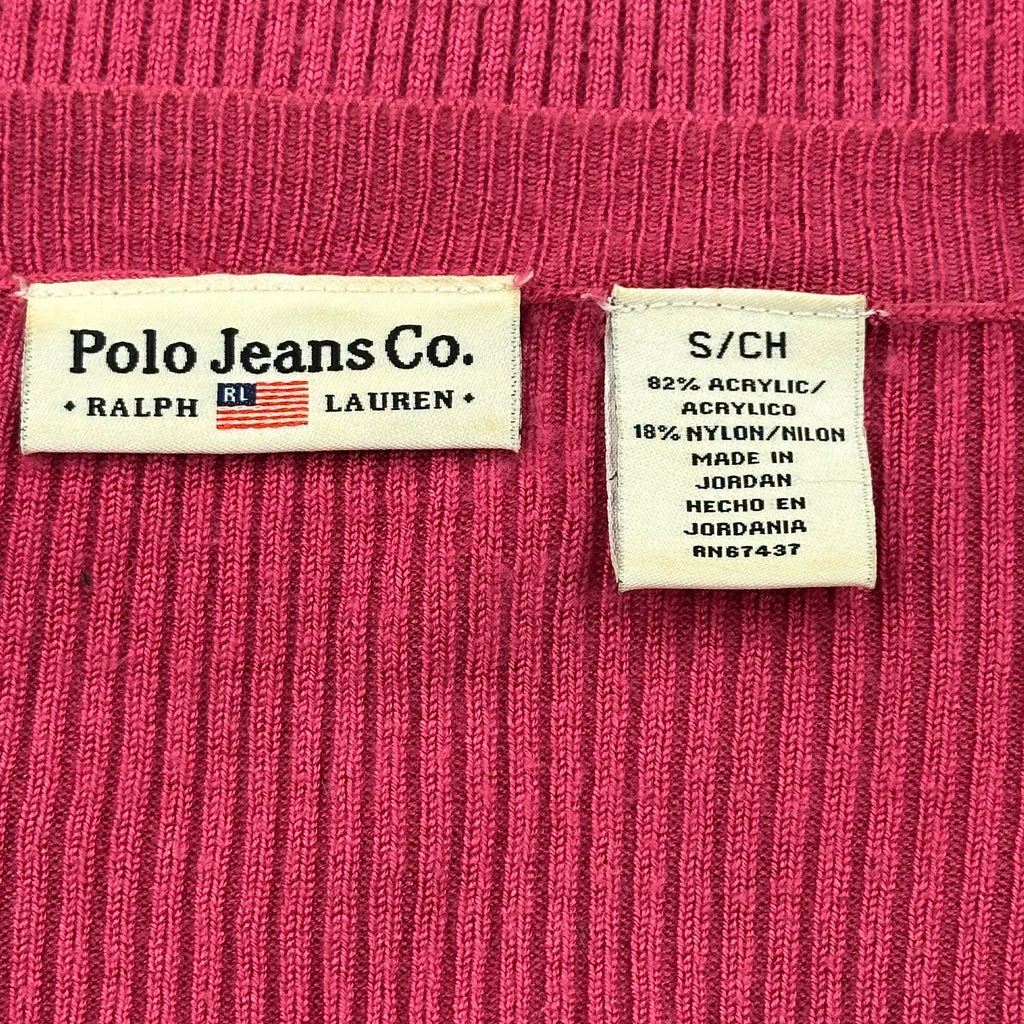 Polo By Ralph Lauren Ribbed Knit Sweater - Small Red Acrylic - Image 3