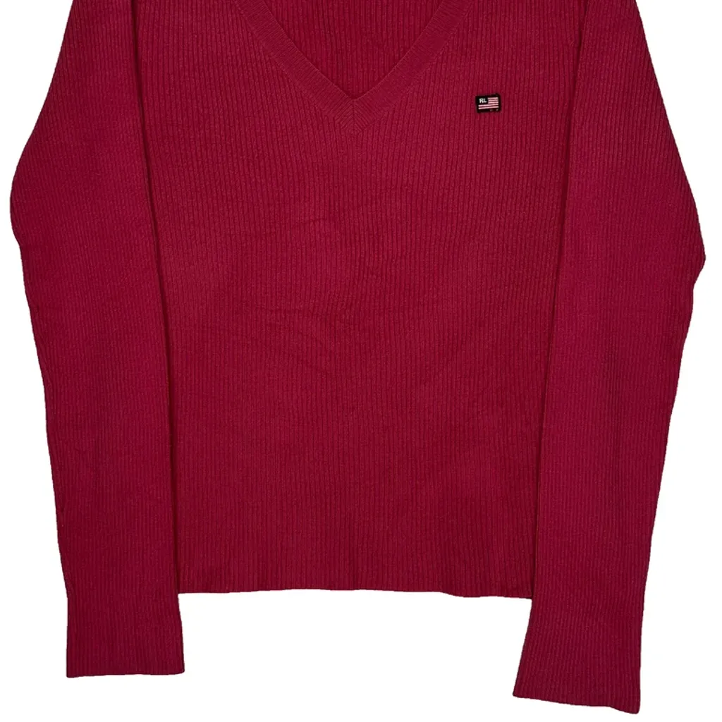Polo By Ralph Lauren Ribbed Knit Sweater - Small Red Acrylic - Image 4