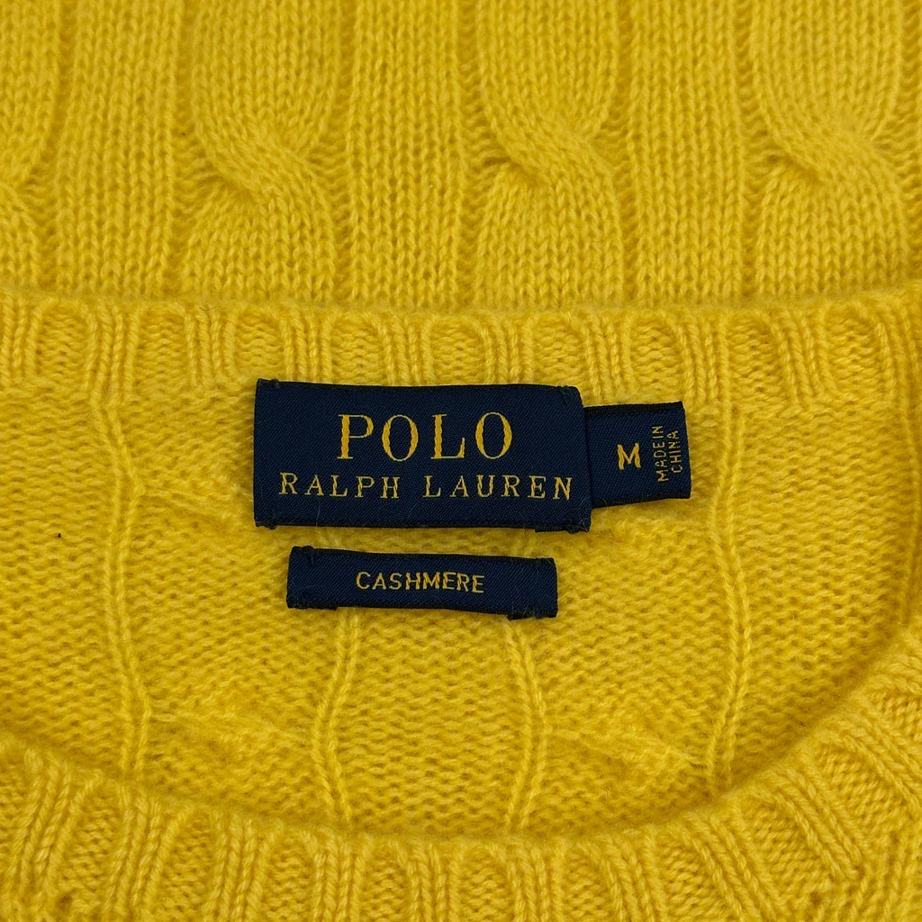 Polo By Ralph Lauren Cable Knit Sweater - Medium Yellow Cashmere - Image 3