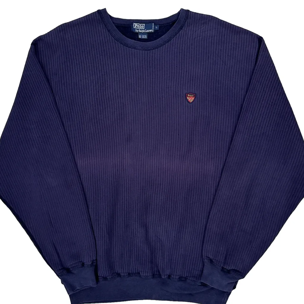 Polo By Ralph Lauren Sweatshirt - Large Blue Cotton Blend - Image 4