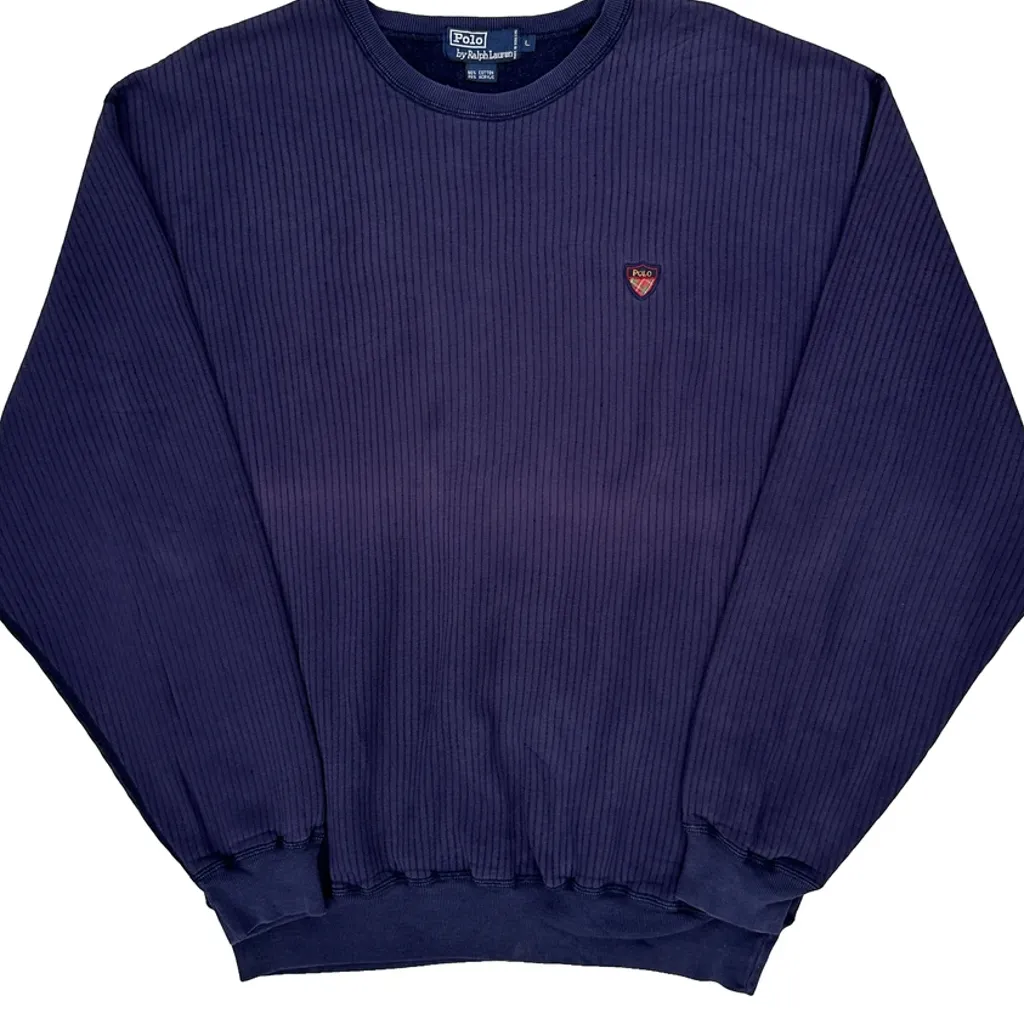 Polo By Ralph Lauren Sweatshirt - Large Blue Cotton Blend - Image 5