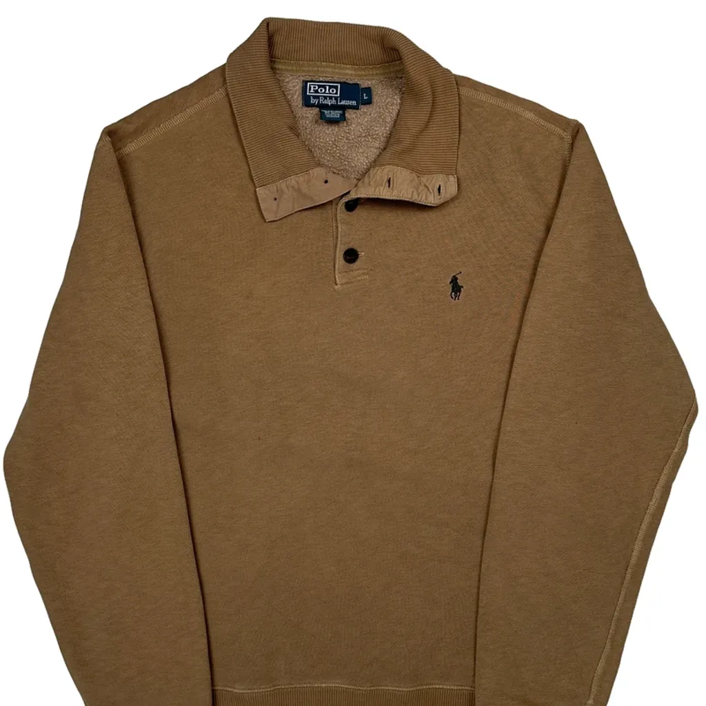 Polo By Ralph Lauren Sweatshirt - Large Brown Cotton Blend - Image 4