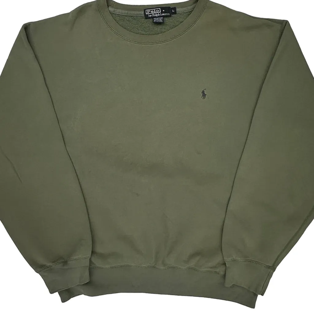 Polo By Ralph Lauren Sweatshirt - Large Green Cotton Blend - Image 4