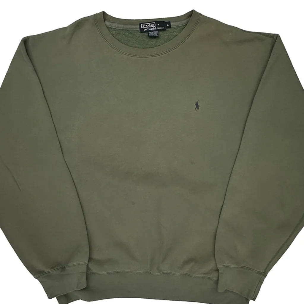 Polo By Ralph Lauren Sweatshirt - Large Green Cotton Blend - Image 5