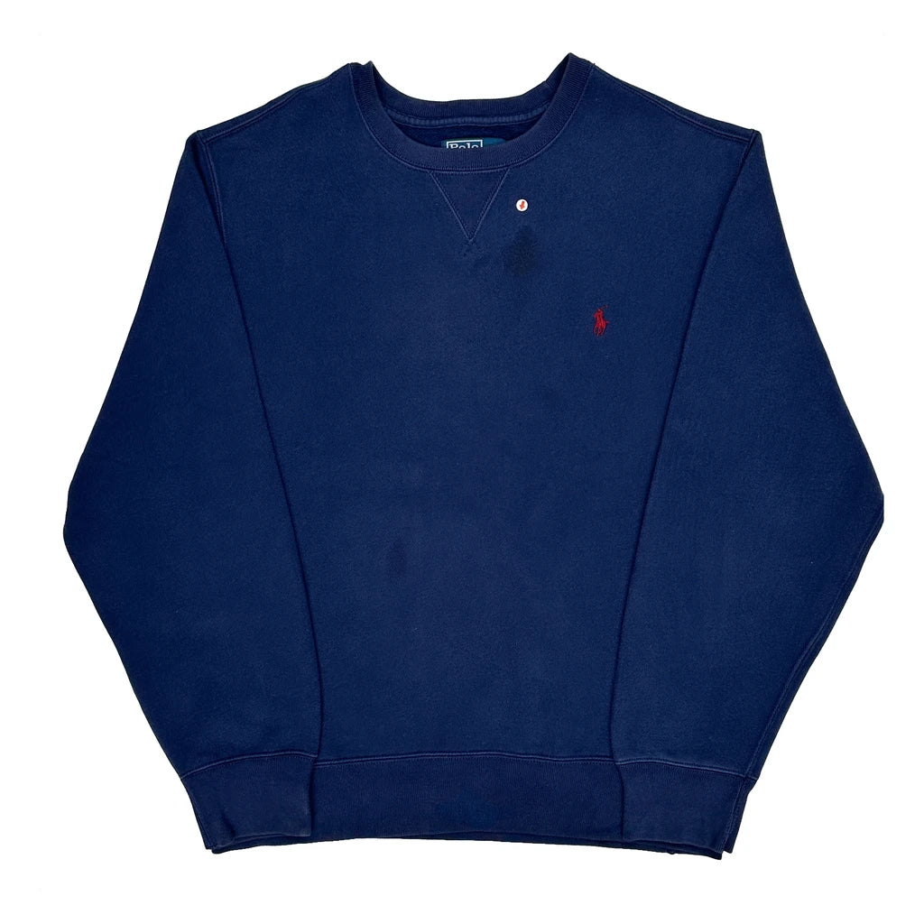 Polo By Ralph Lauren Sweatshirt - Large Navy Cotton Blend