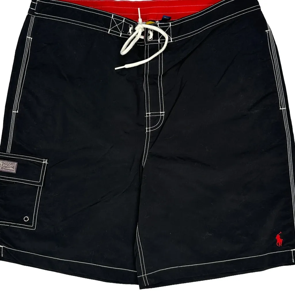 Polo By Ralph Lauren Contrast Stitch Swim Shorts - XL Black Polyester - Image 6