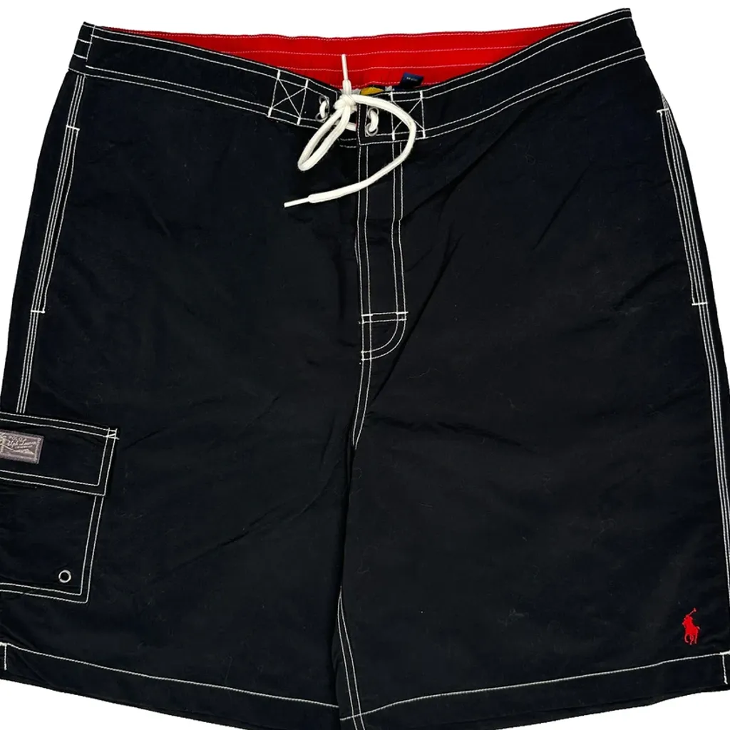 Polo By Ralph Lauren Contrast Stitch Swim Shorts - XL Black Polyester - Image 7