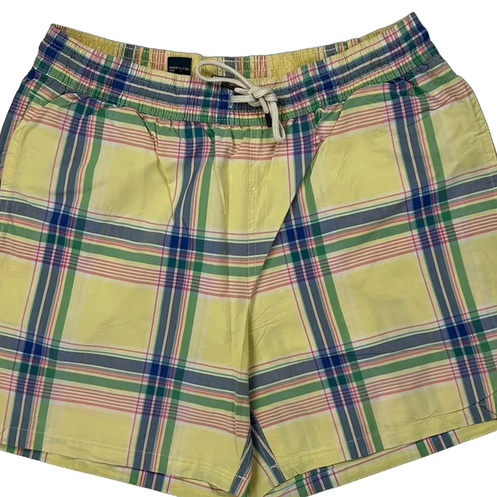 Polo By Ralph Lauren Checked Swim Shorts - Medium Yellow Cotton - Image 6