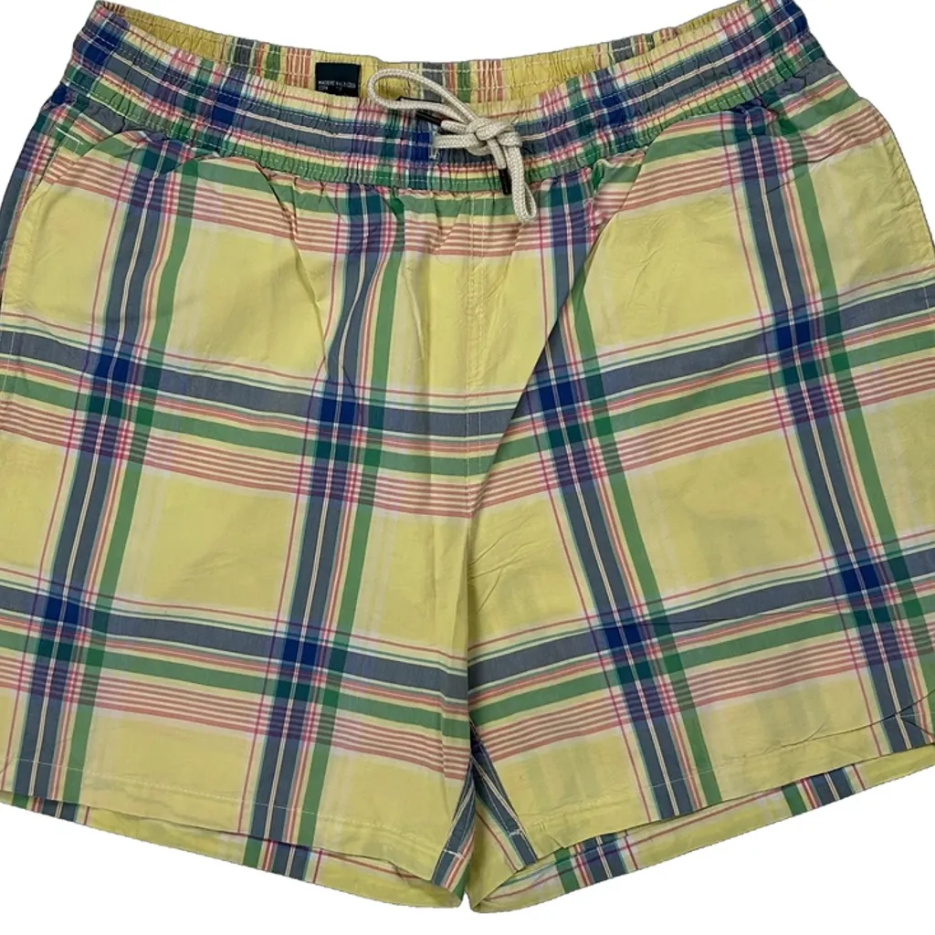 Polo By Ralph Lauren Checked Swim Shorts - Medium Yellow Cotton - Image 7