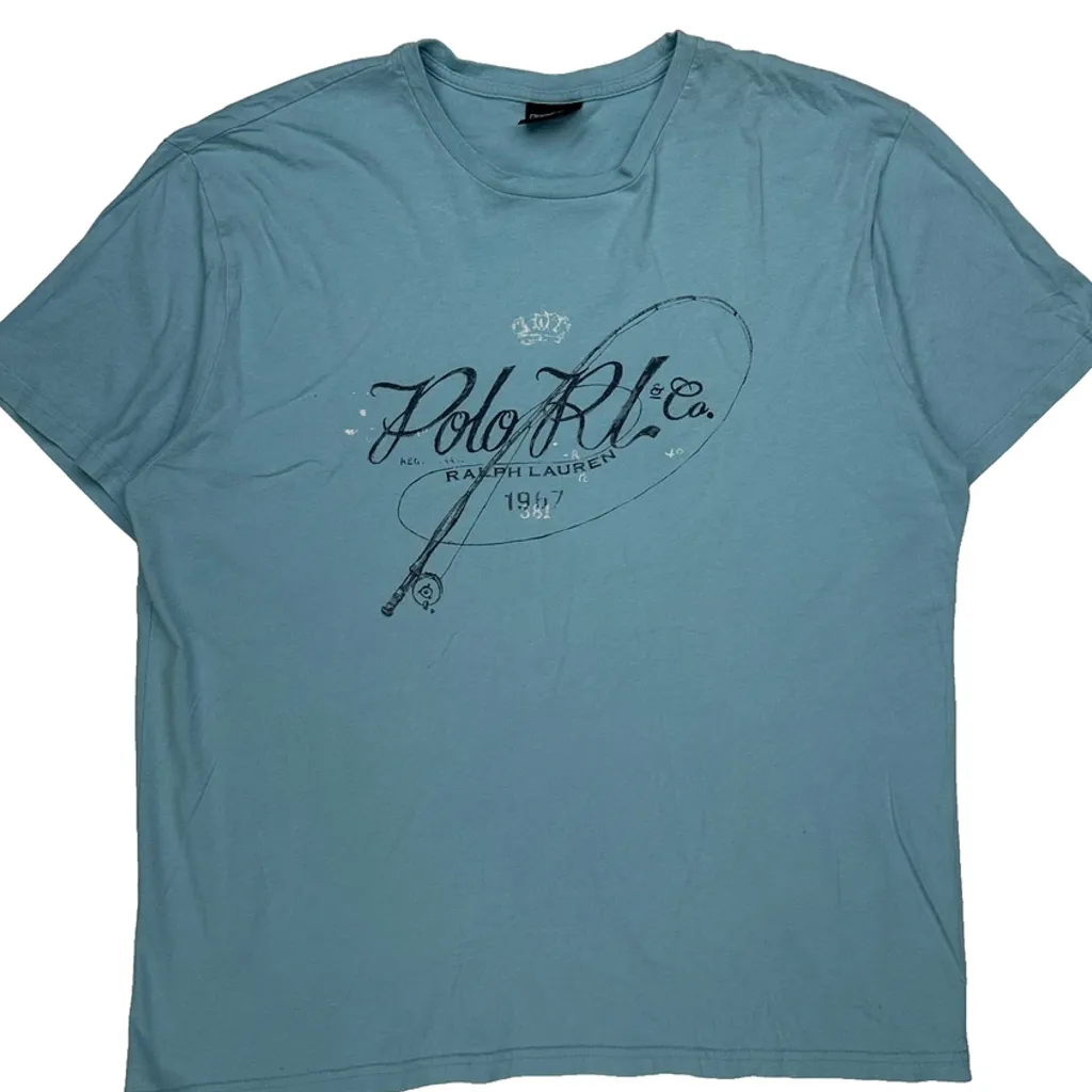 Polo By Ralph Lauren Graphic T-Shirt - Large Blue Cotton - Image 4