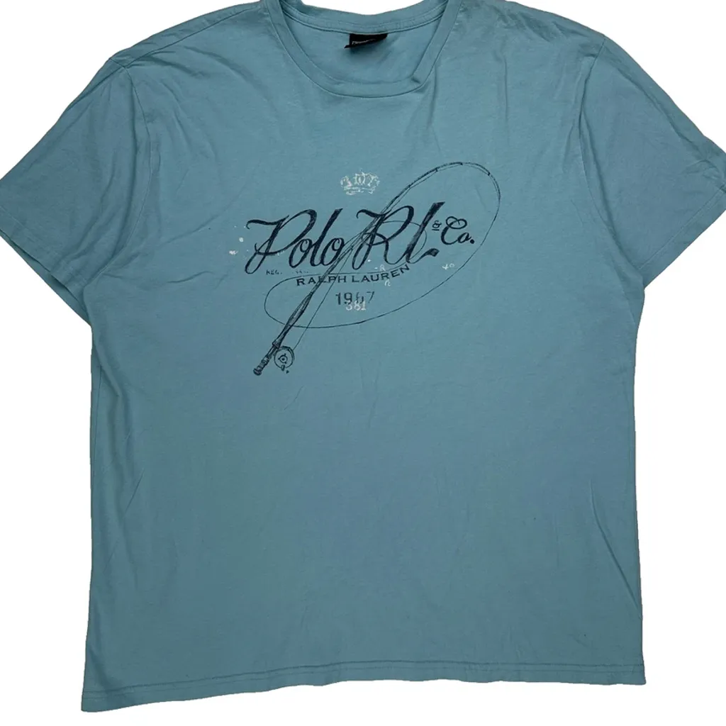 Polo By Ralph Lauren Graphic T-Shirt - Large Blue Cotton - Image 5