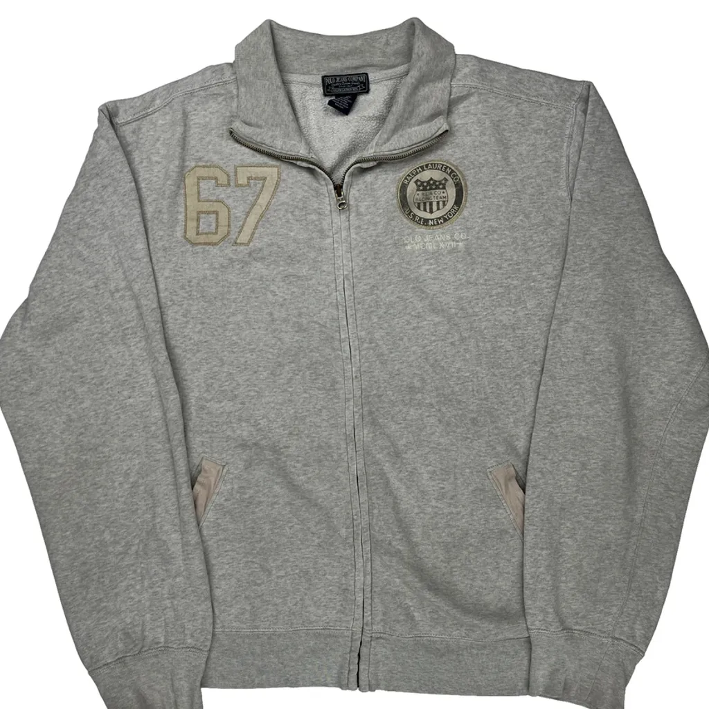 Polo By Ralph Lauren Zip Up - XL Gray Cotton Blend - Image 4