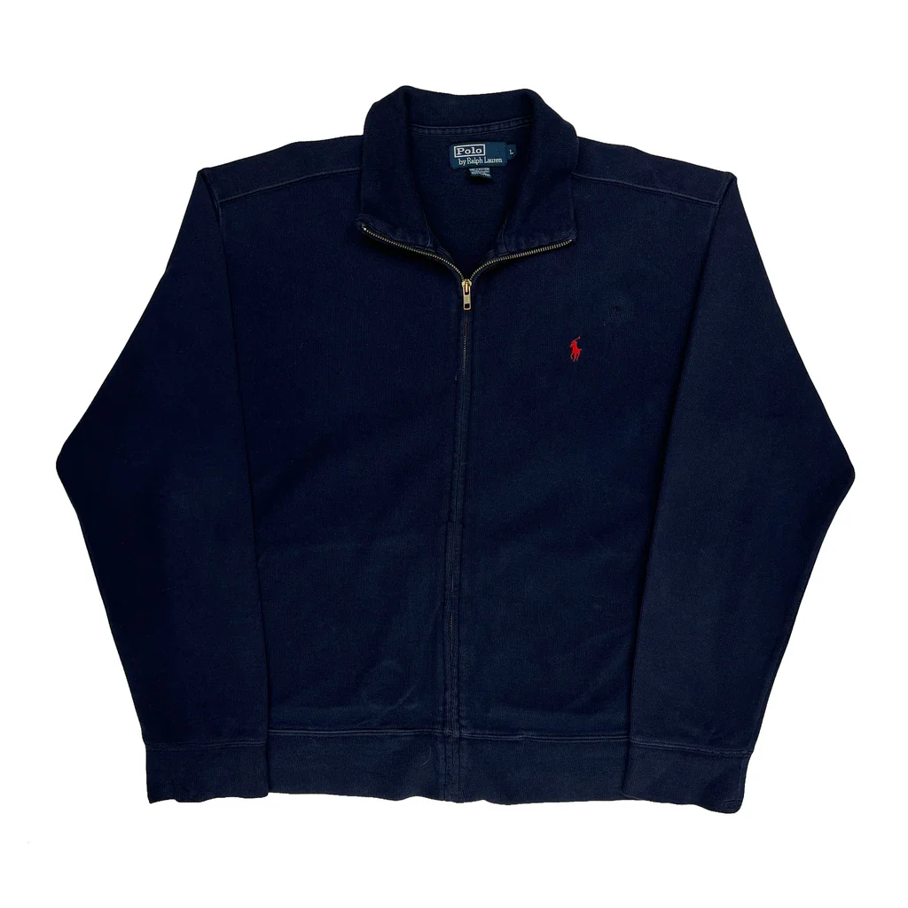 Polo By Ralph Lauren Zip Up - Large Navy Cotton