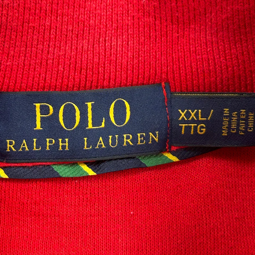 Polo Crest Polo By Ralph Lauren 1/4 Zip - 2XL Red Cotton - Image 3