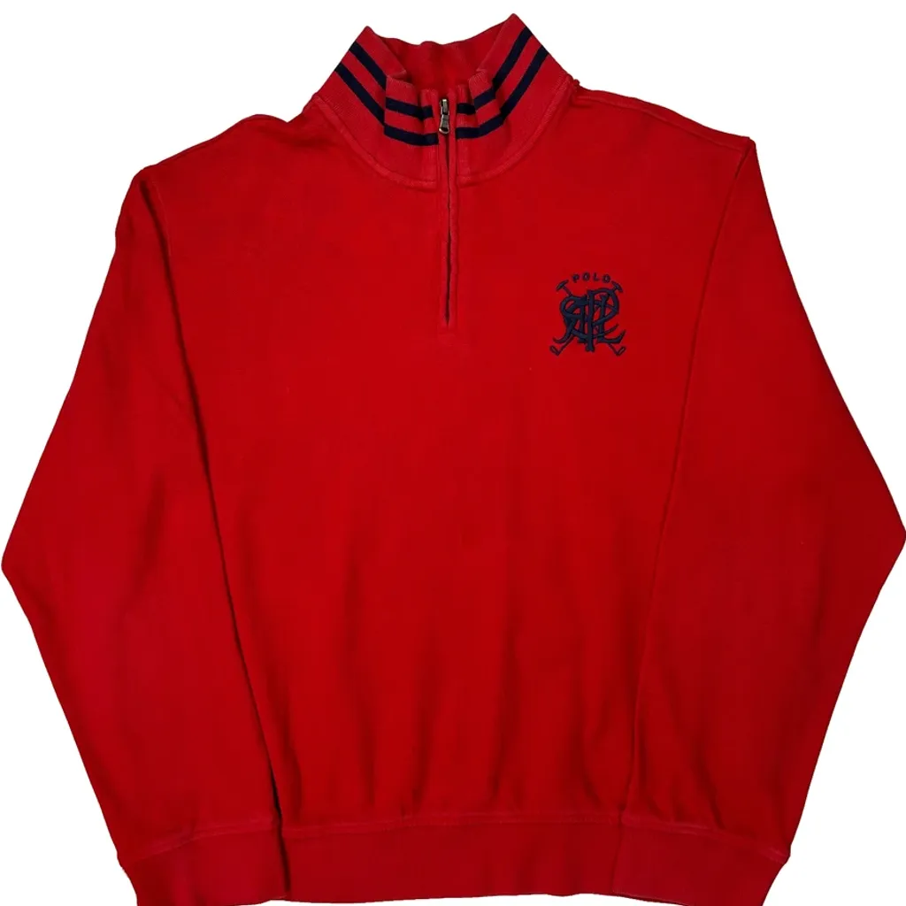 Polo Crest Polo By Ralph Lauren 1/4 Zip - 2XL Red Cotton - Image 5