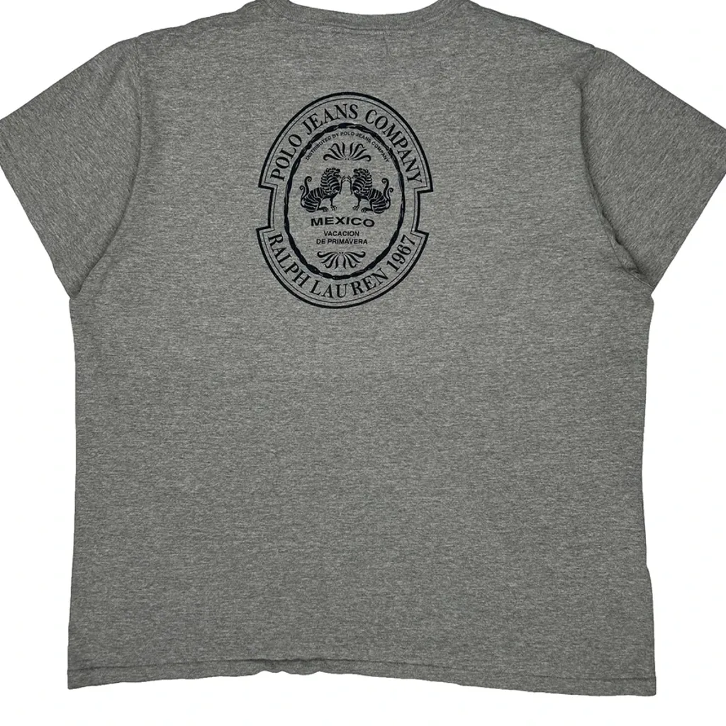 Polo Jeans Company Ralph Lauren Graphic T-Shirt - 2XL Grey Cotton - Image 7