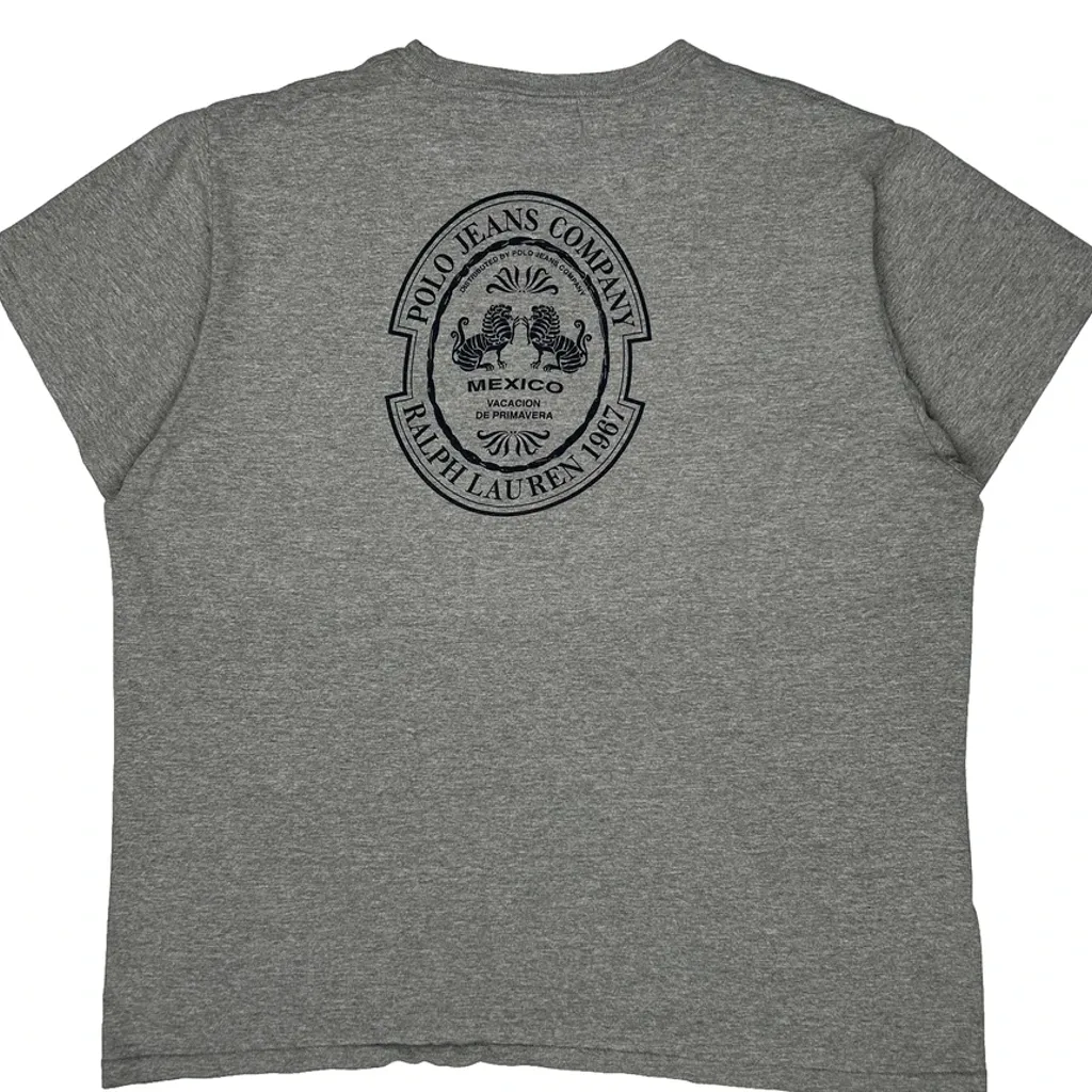 Polo Jeans Company Ralph Lauren Graphic T-Shirt - 2XL Grey Cotton - Image 8