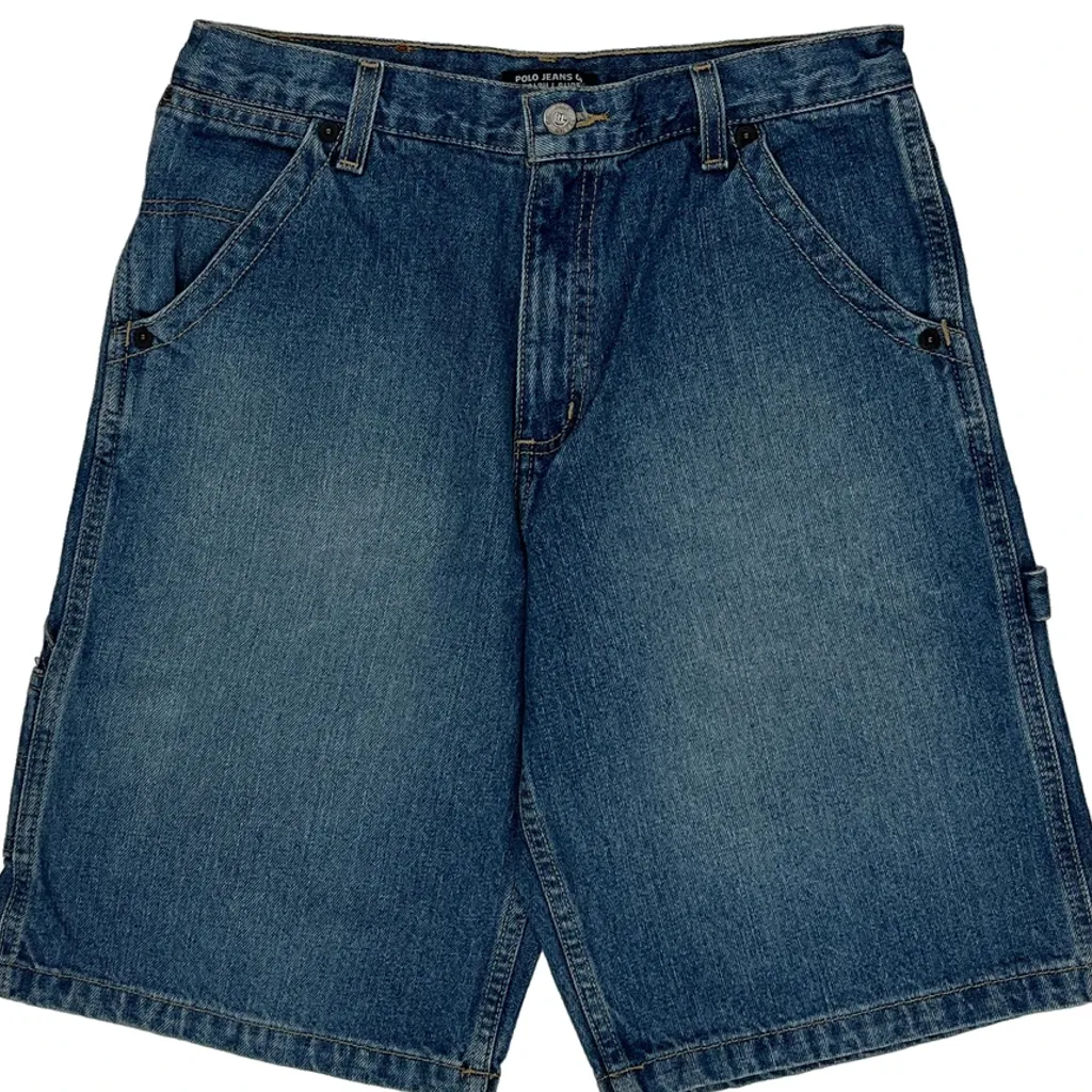 Polo Jeans Ralph Lauren Baggy Carpenter Denim Shorts - 28W 11L Blue Cotton - Image 10