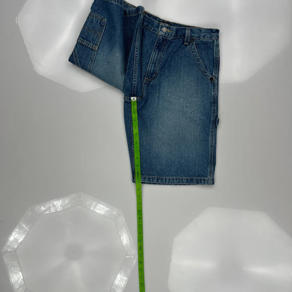 Polo Jeans Ralph Lauren Baggy Carpenter Denim Shorts - 28W 11L Blue Cotton - Image 5