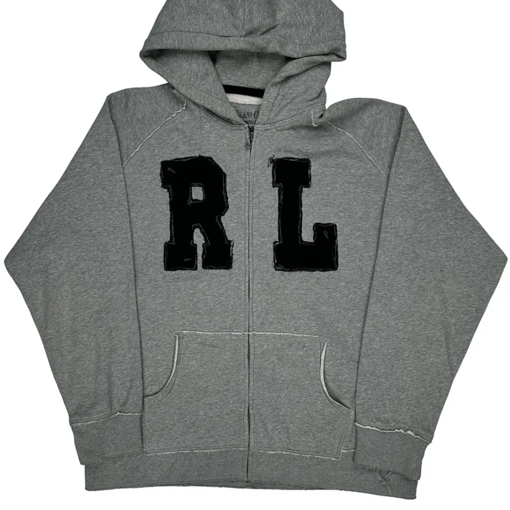 Polo Jeans Ralph Lauren Rl College Full Zip Hoodie - 2XL Grey Cotton - Image 4