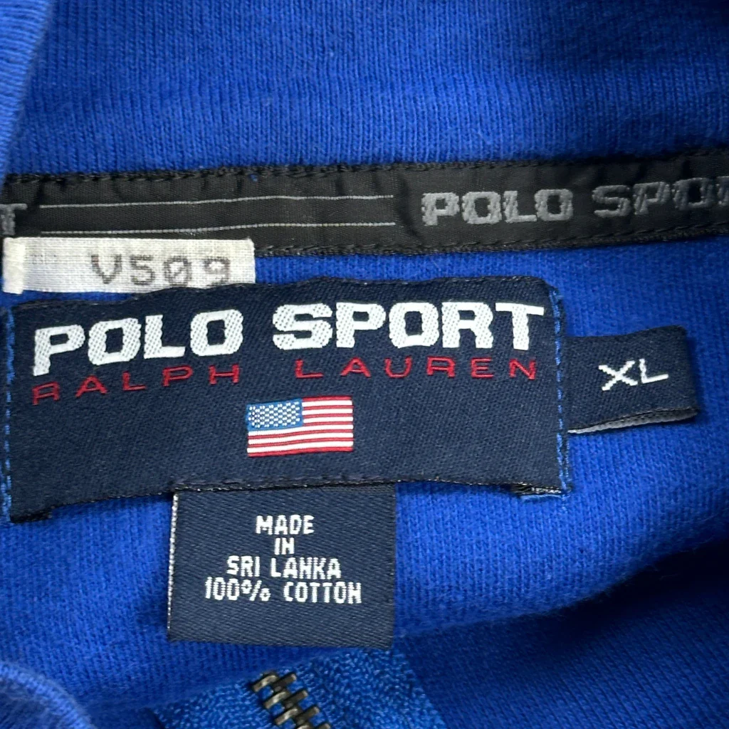 Polo Sport Striped 1/4 Zip - XL Blue Cotton - Image 3