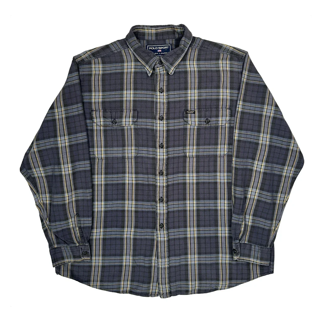 Polo Sport Checked Flannel Shirt - XL Grey Cotton