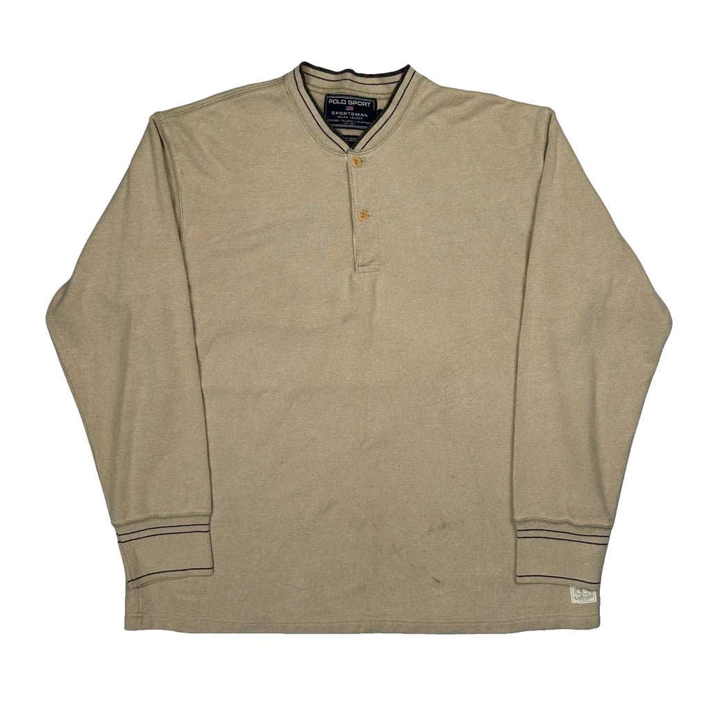Polo Sport Henley Long Sleeve T-Shirt - XL Beige Cotton Blend